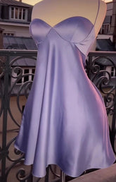 Lilac Satin A-Line Short Homecoming Cocktail Dress with Bra